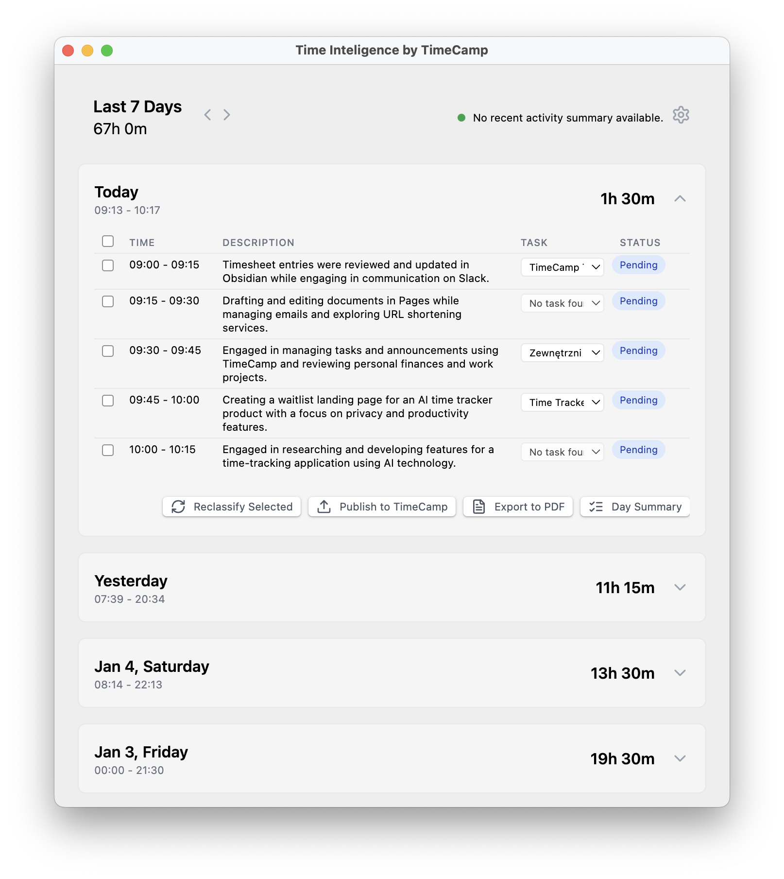 AI Time Tracker Dashboard